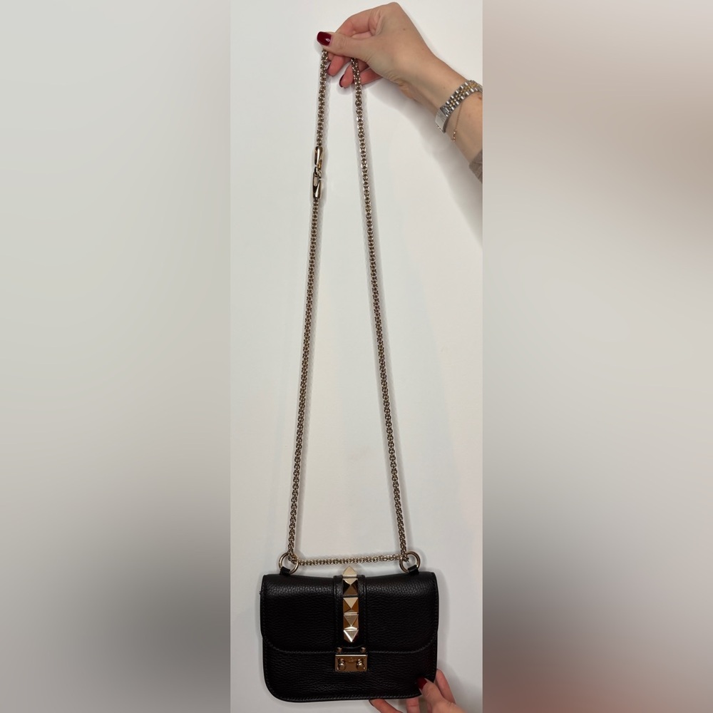 Valentino Garavani Black Leather Crossbody Bag with Gold Studs - Picture 4 of 7